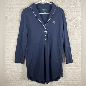 Vintage Lauren Ralph Lauren Blue Nightie Sz Medium with Pockets Monogrammed